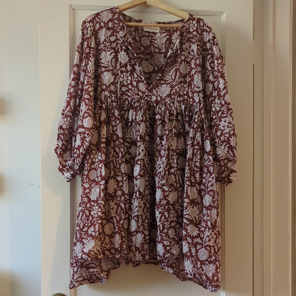 Daughters of India Kyra Wine and White Floral Minidress
